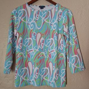 Melly M Aqua Blue Pink Green Golf Resort‎ Beach Top